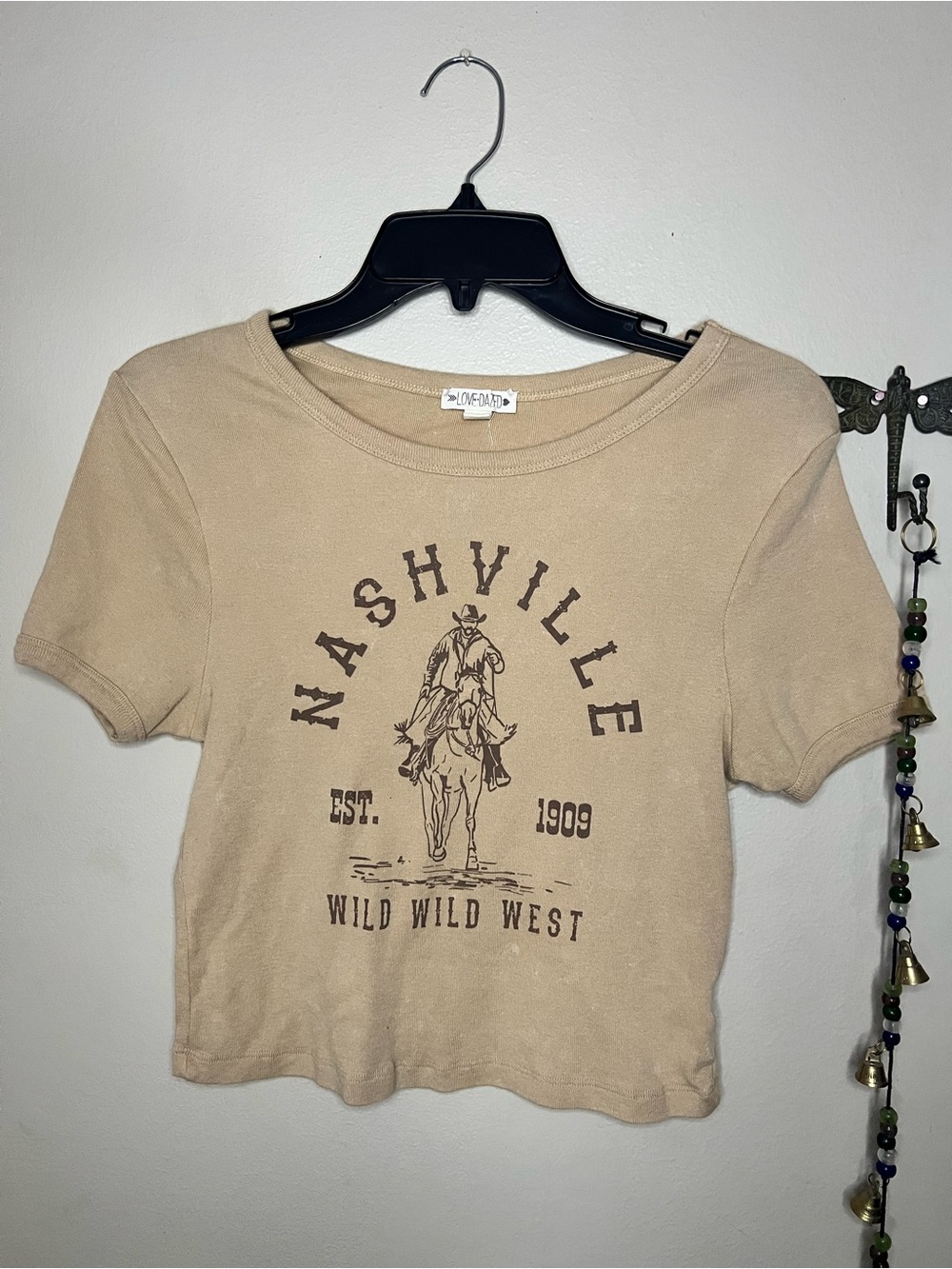 Nashville Wild West Beige Graphic Crop Tee- youth L